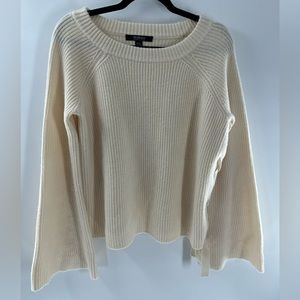 SAKS FIFTH AVENUE CREAM CASHMERE BRAIDED SWEATER Size M